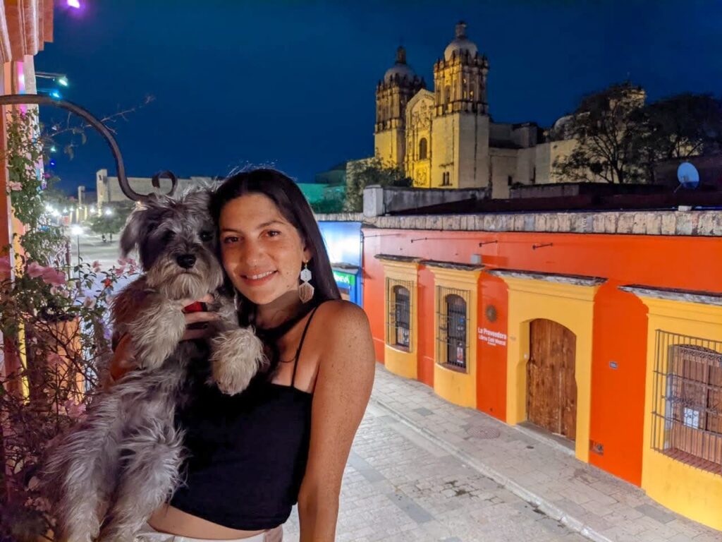 Girl with dog in Oaxaca City