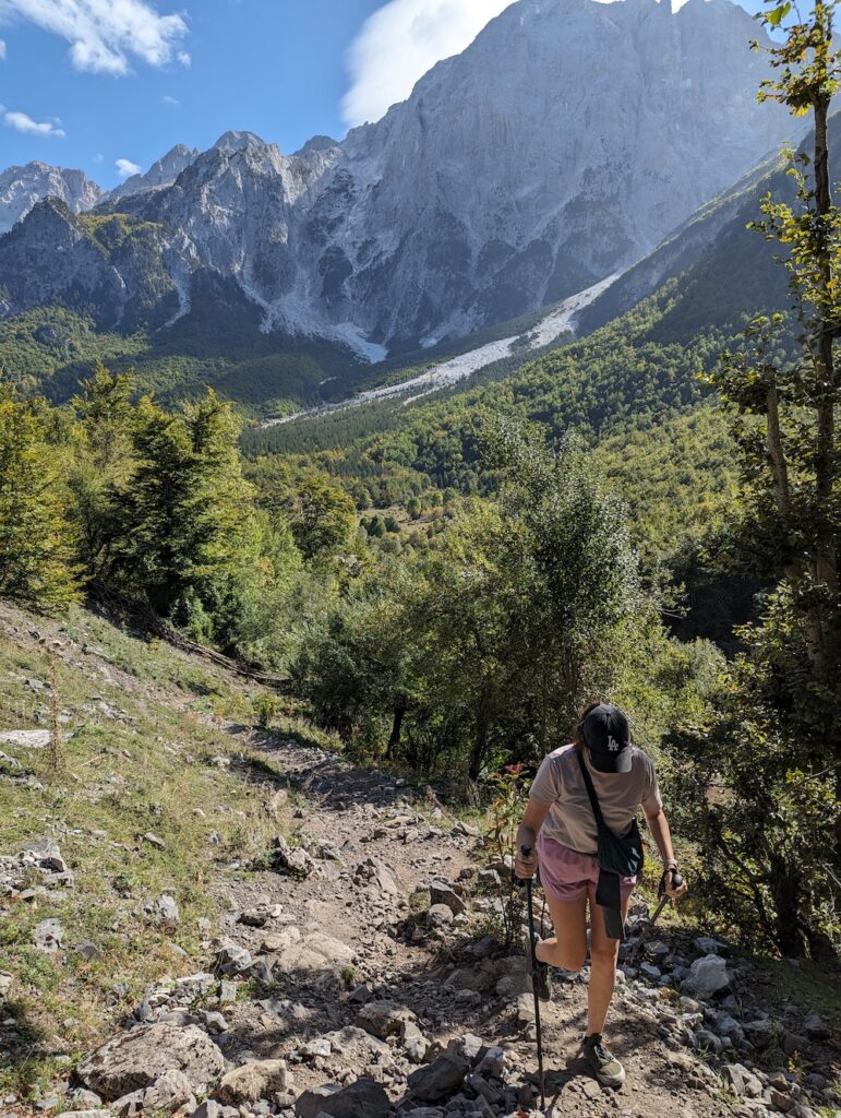 hikers walking the albanian alps