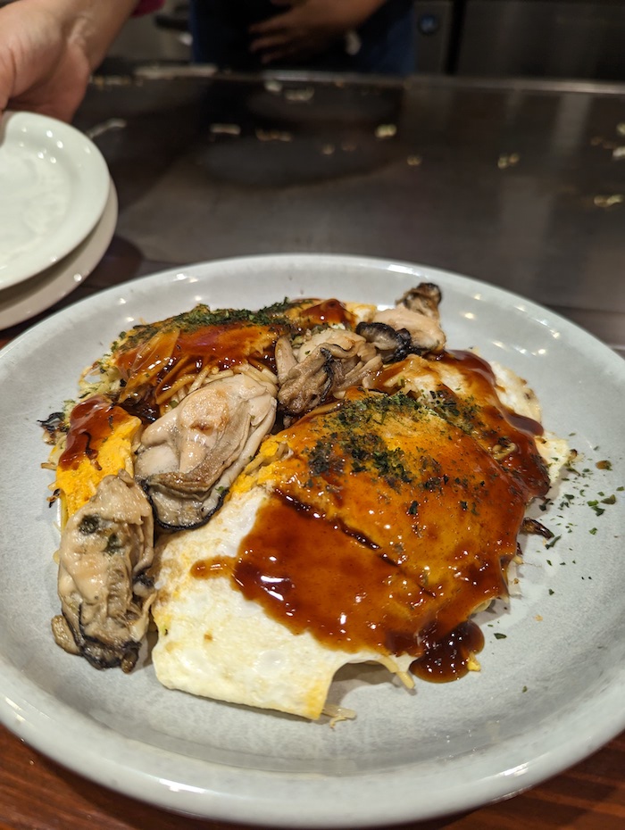 Okinomiyaki Hiroshima style with oysters