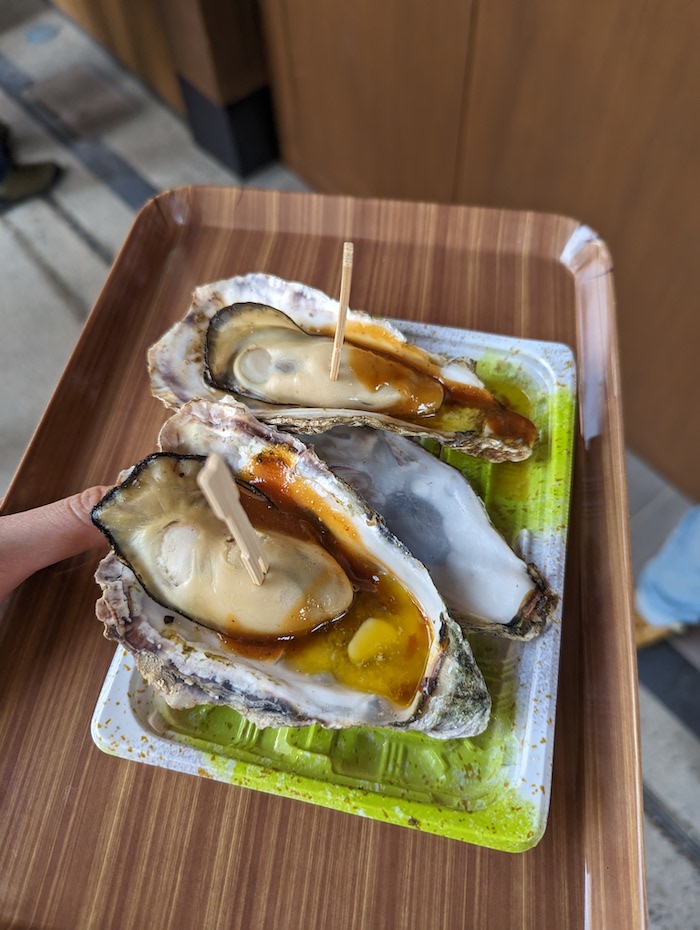 grilled miyajima oysters with miso butter