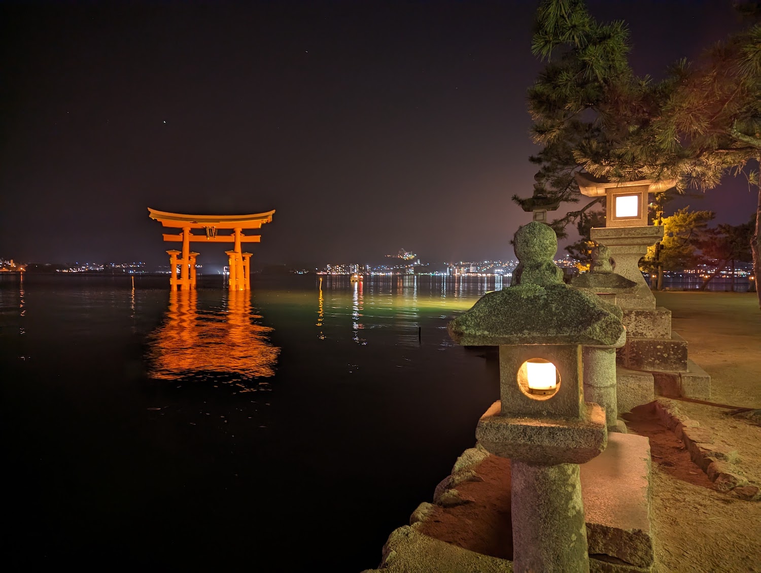 Miyaima Torii gate at night